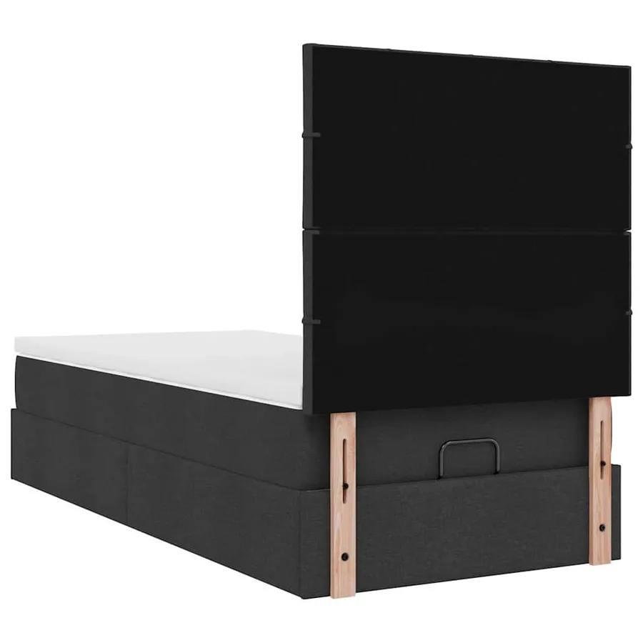 Lit ottoman avec matelas noir 100x200 cm tissu - 11