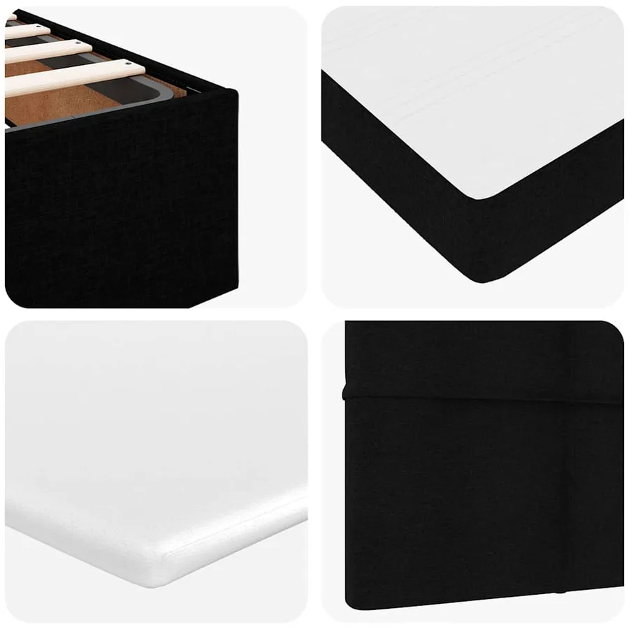 Lit ottoman avec matelas noir 100x200 cm tissu - 13