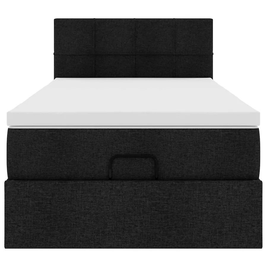 Lit ottoman avec matelas noir 100x200 cm tissu - 7