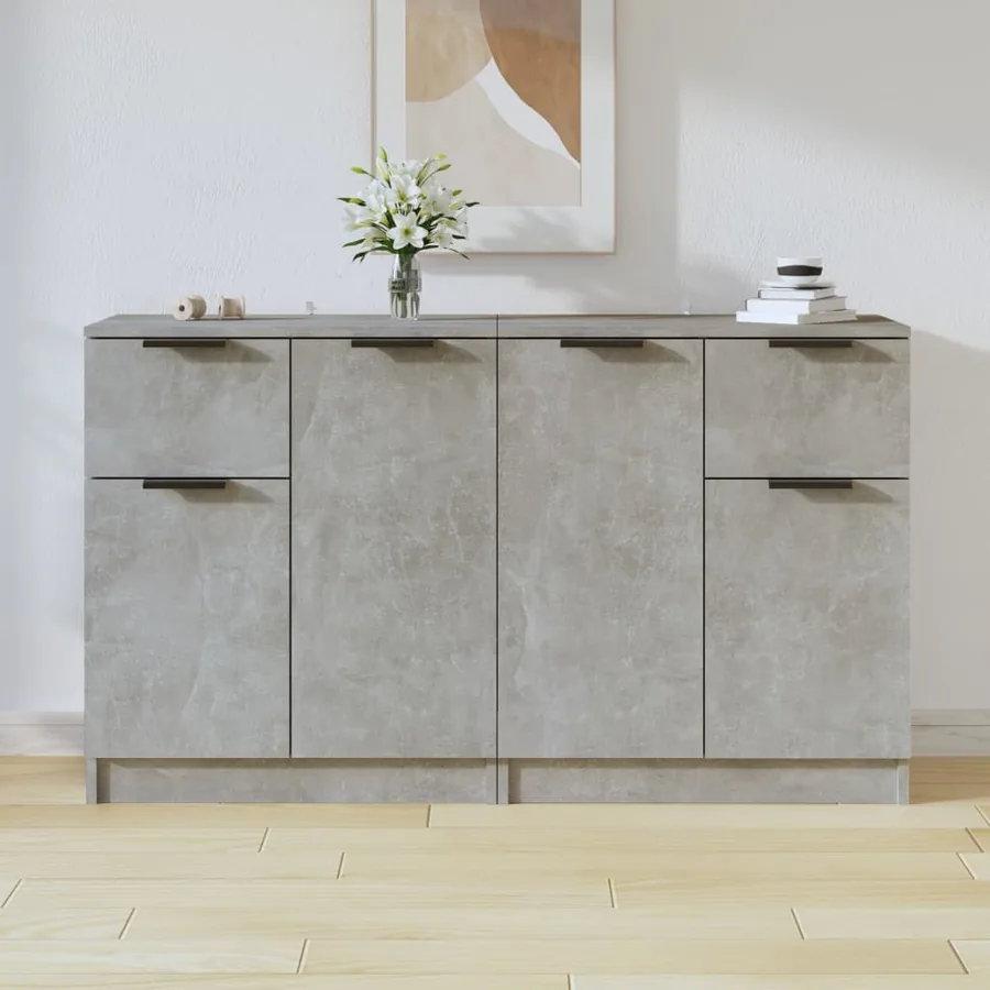 Buffets 2 pcs Gris béton 60x30x70 cm Bois d'ingénierie