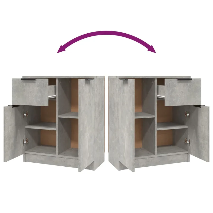 Buffets 2 pcs Gris béton 60x30x70 cm Bois d'ingénierie - 10