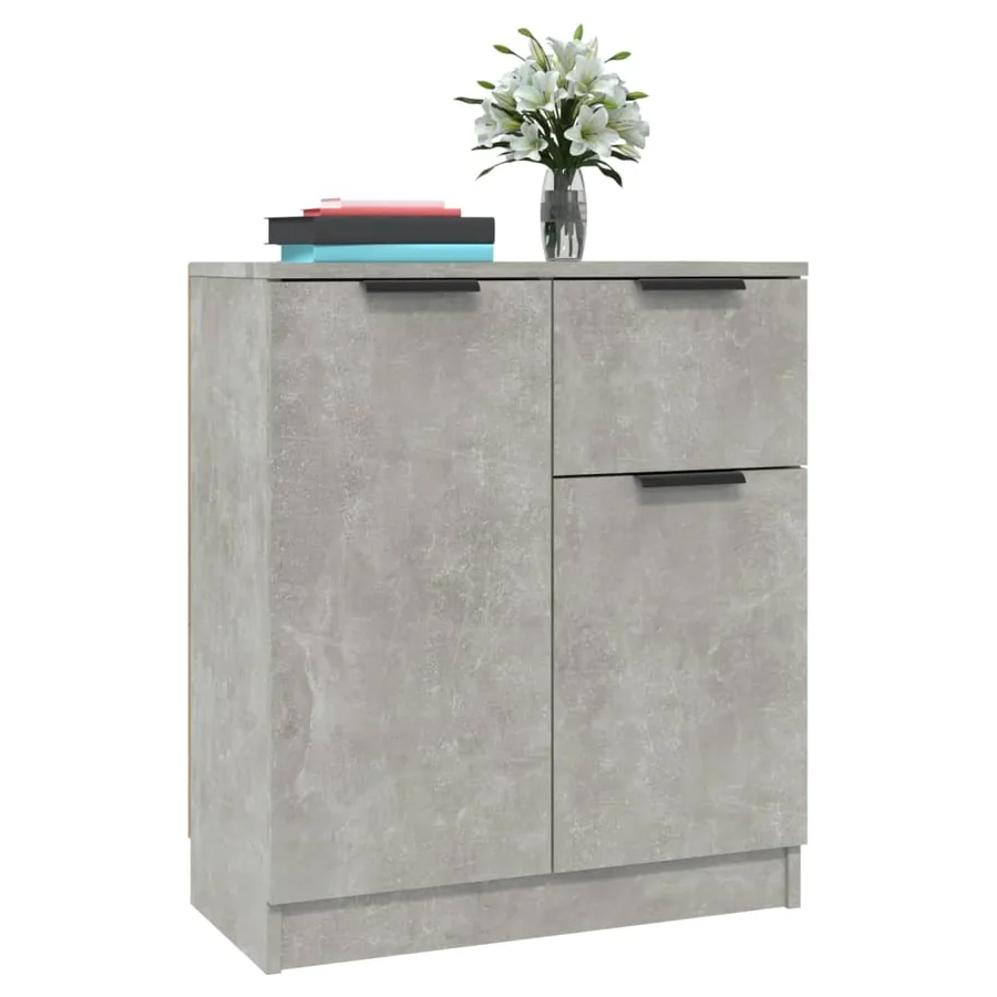 Buffets 2 pcs Gris béton 60x30x70 cm Bois d'ingénierie - 4