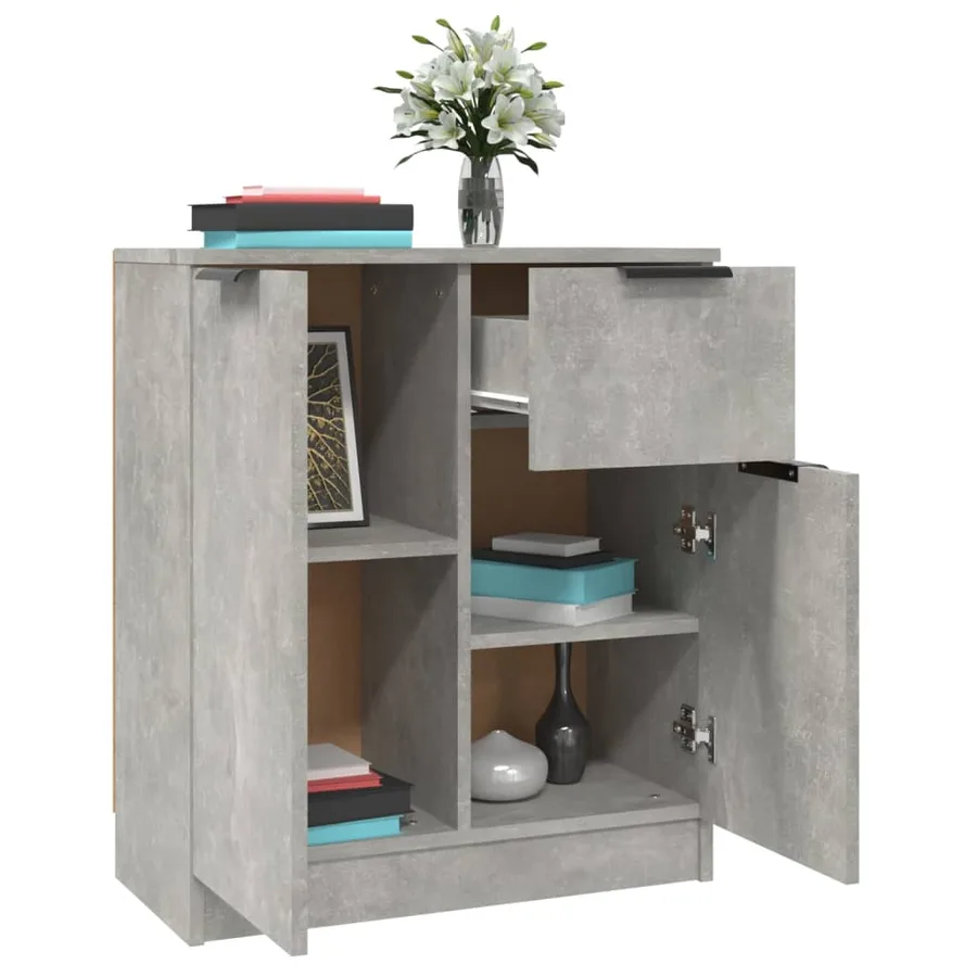 Buffets 2 pcs Gris béton 60x30x70 cm Bois d'ingénierie - 5