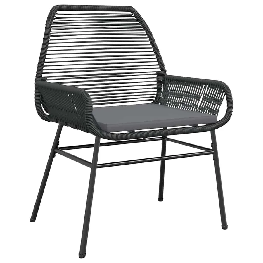 Ensemble à manger de jardin coussins 7pcs noir poly rotin verre - 4