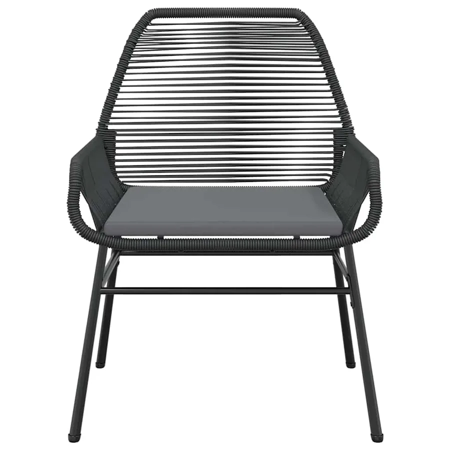 Ensemble à manger de jardin coussins 7pcs noir poly rotin verre - 6