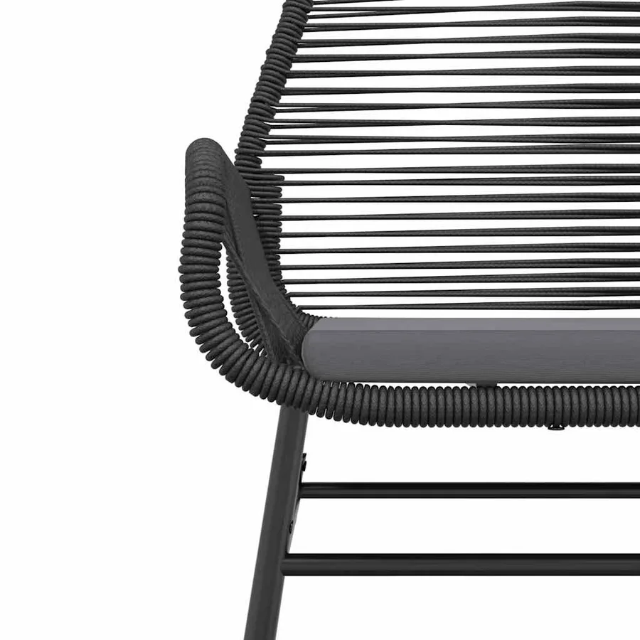 Ensemble à manger de jardin coussins 7pcs noir poly rotin verre - 8