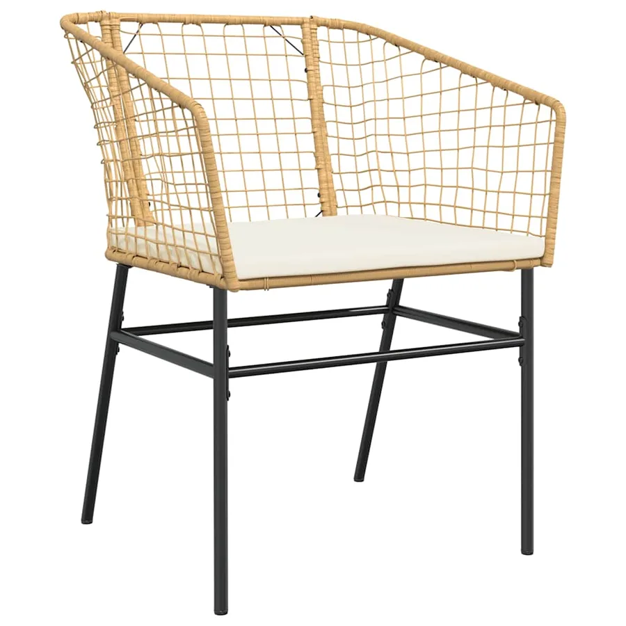 Ensemble à manger jardin coussins 7pcs marron poly rotin verre - 6
