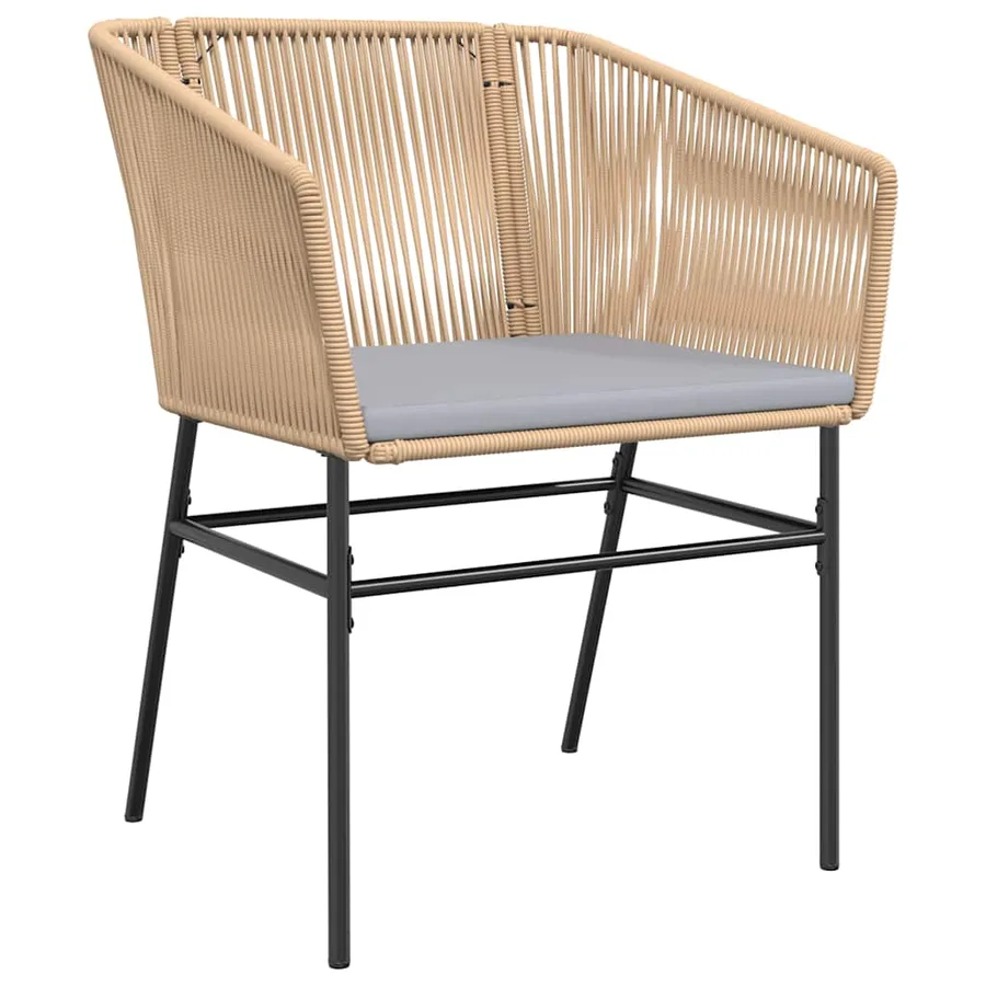 Ensemble à manger jardin coussins 7pcs marron poly rotin verre - 4