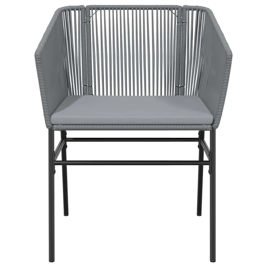 Ensemble à manger jardin coussins 3 pcs gris poly rotin verre - 5