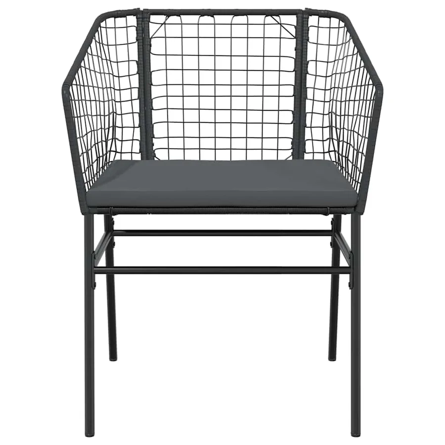 Ensemble à manger de jardin coussins 7pcs noir poly rotin verre - 6