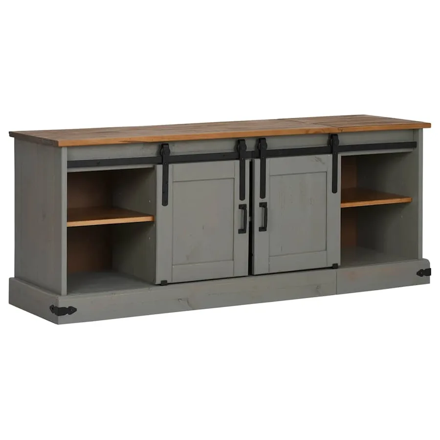 Meuble TV HALDEN 2 portes coulissantes gris 150x40x60 cm - 4