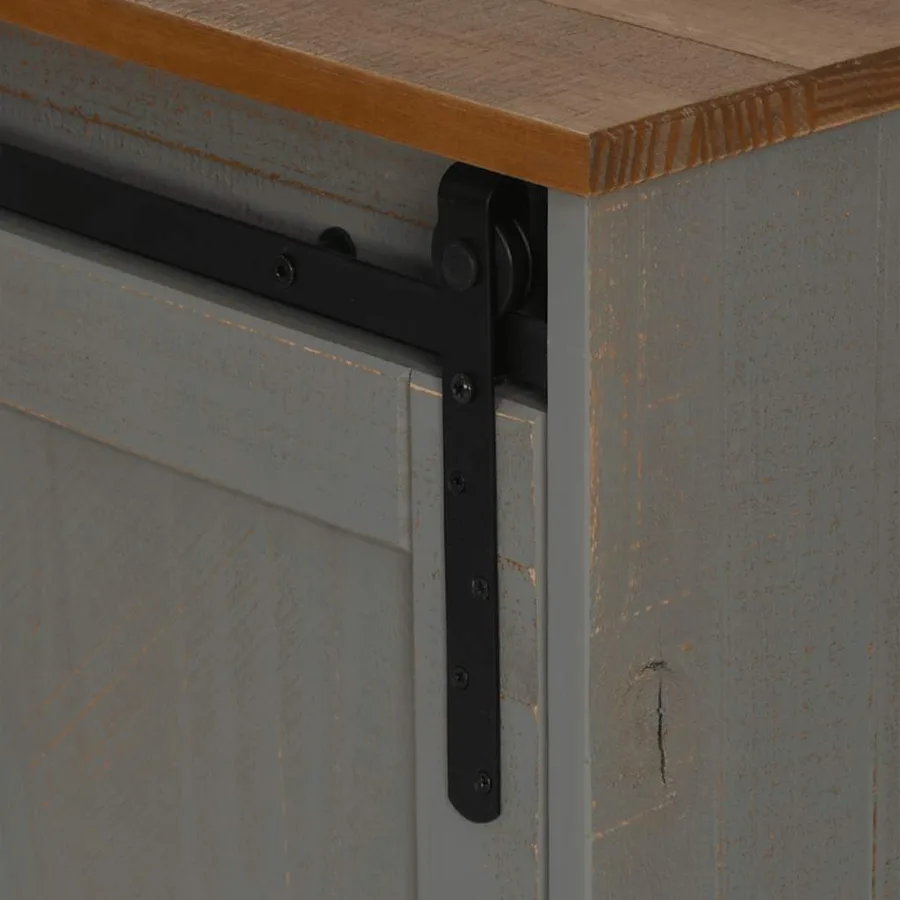 Meuble TV HALDEN 2 portes coulissantes gris 150x40x60 cm - 7