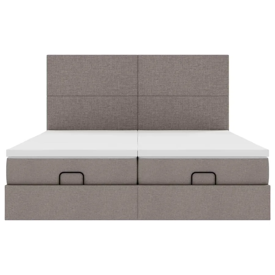 Cadre de lit ottoman avec matelas taupe 200x200cm tissu - 8
