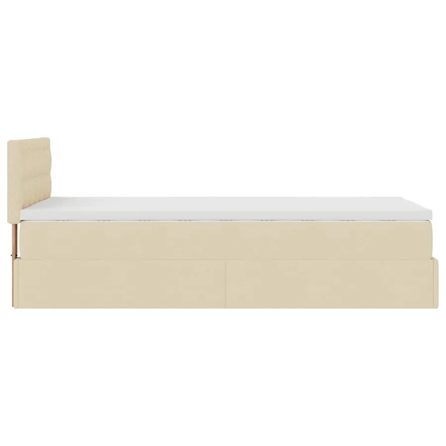 Lit ottoman avec matelas crème 100x200 cm tissu - 11