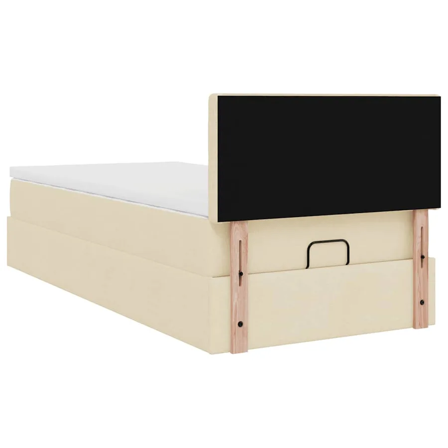 Lit ottoman avec matelas crème 100x200 cm tissu - 12