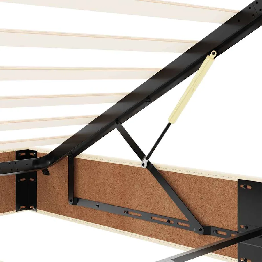 Lit ottoman avec matelas crème 100x200 cm tissu - 14