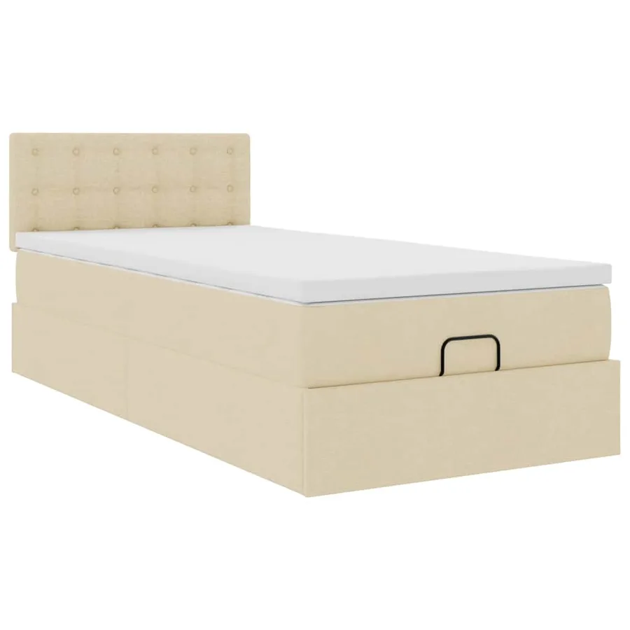Lit ottoman avec matelas crème 100x200 cm tissu - 7