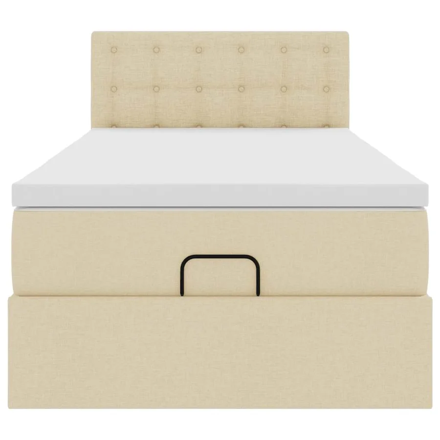 Lit ottoman avec matelas crème 100x200 cm tissu - 8