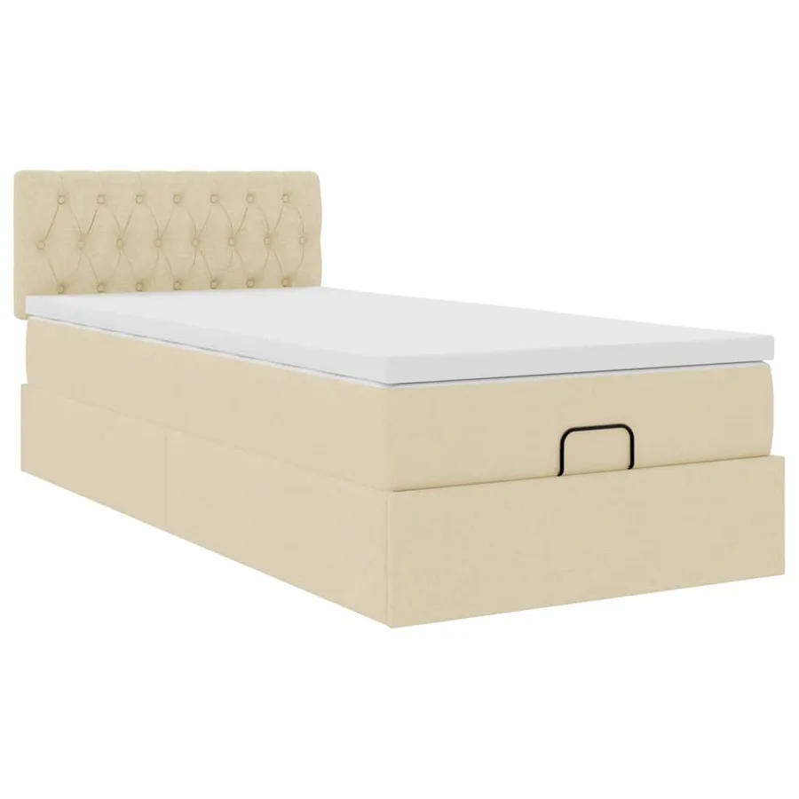 Lit ottoman avec matelas crème 100x200 cm tissu - 7