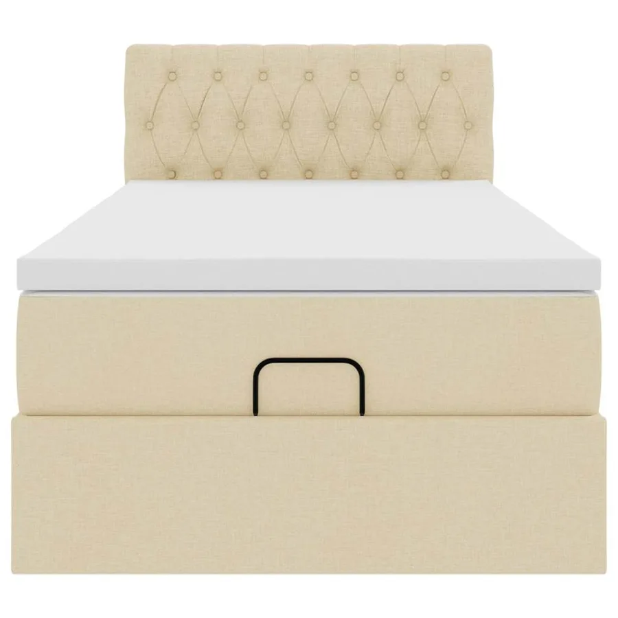Lit ottoman avec matelas crème 100x200 cm tissu - 8