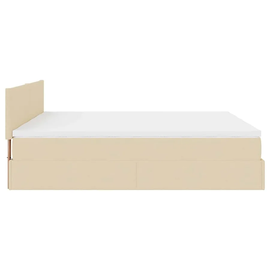 Cadre de lit ottoman avec matelas crème 200x200cm tissu - 10