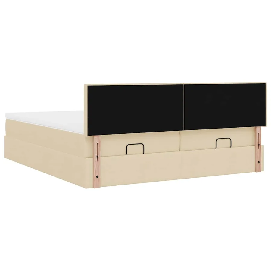 Cadre de lit ottoman avec matelas crème 200x200cm tissu - 11