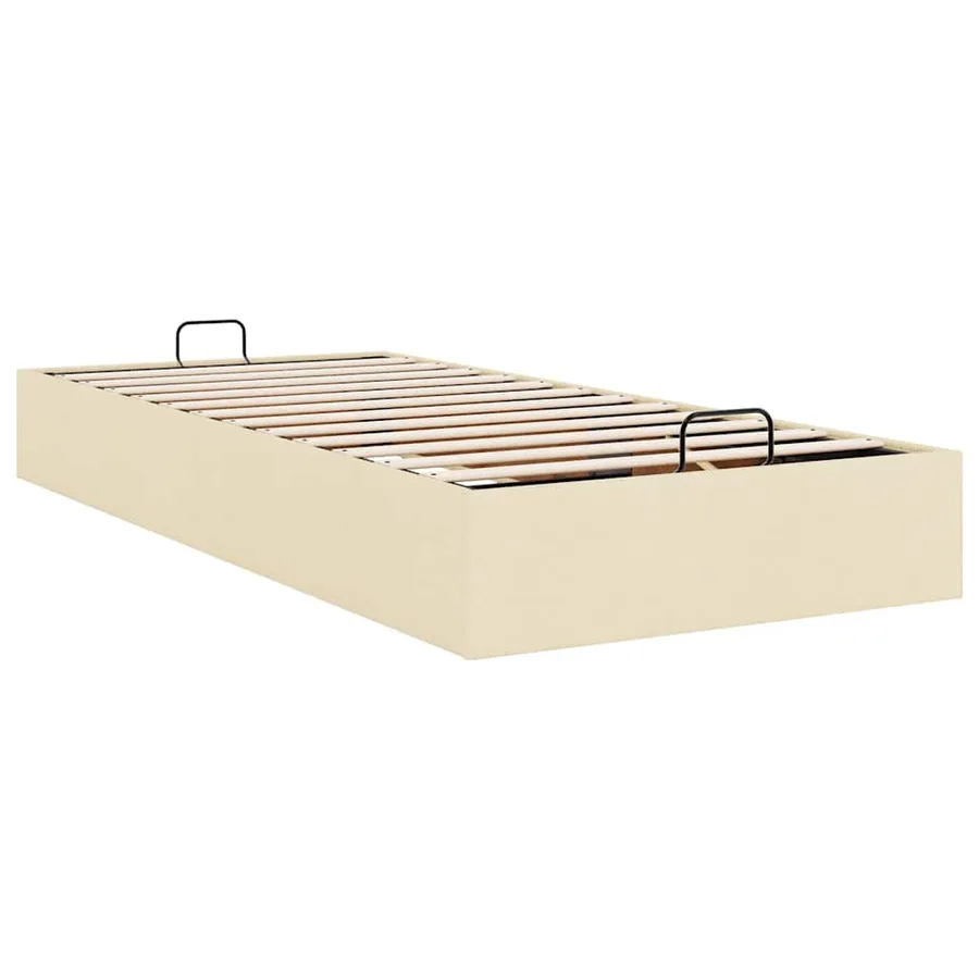 Cadre de lit ottoman sans matelas crème 100x200 cm tissu - 9