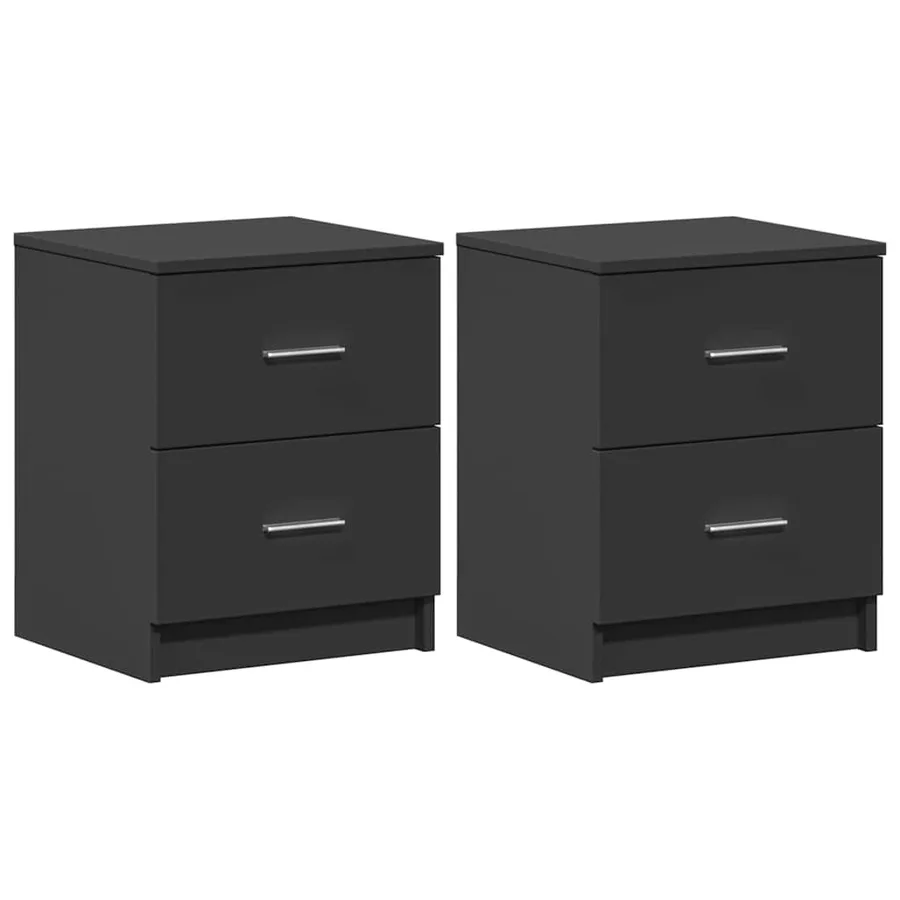 Tables de chevet (lot de 2) avec 2 tiroirs noires 40 x 36 x 50 cm - 2