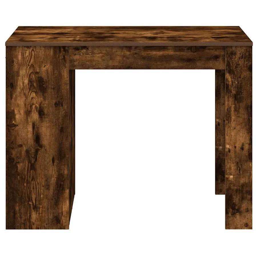 Bureau avec tiroir et étagère chêne fumé bois d'ingénierie - 4