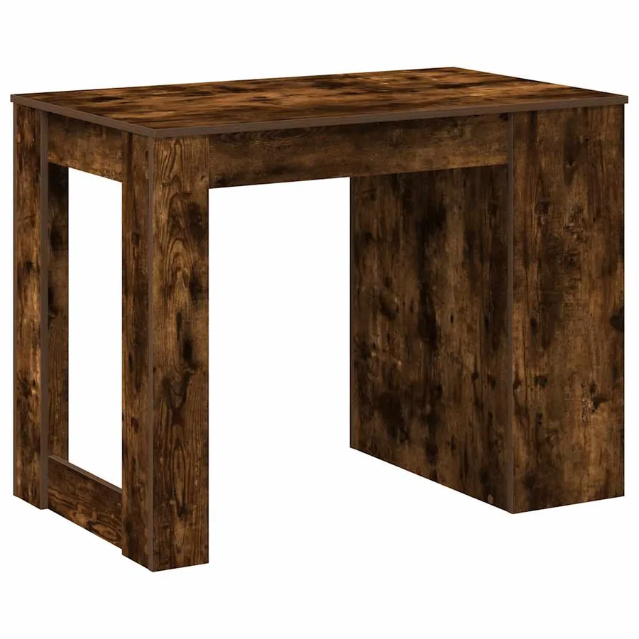 Bureau avec tiroir et étagère chêne fumé bois d'ingénierie - 7