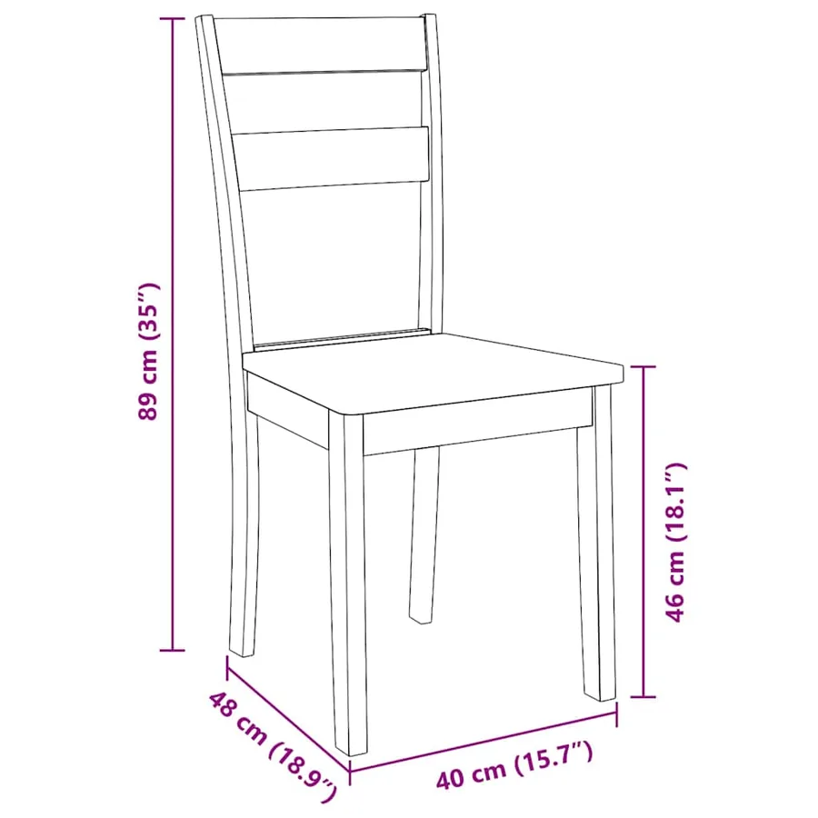 Chaises à manger 2 pcs bois massif naturel caoutchouc - 10