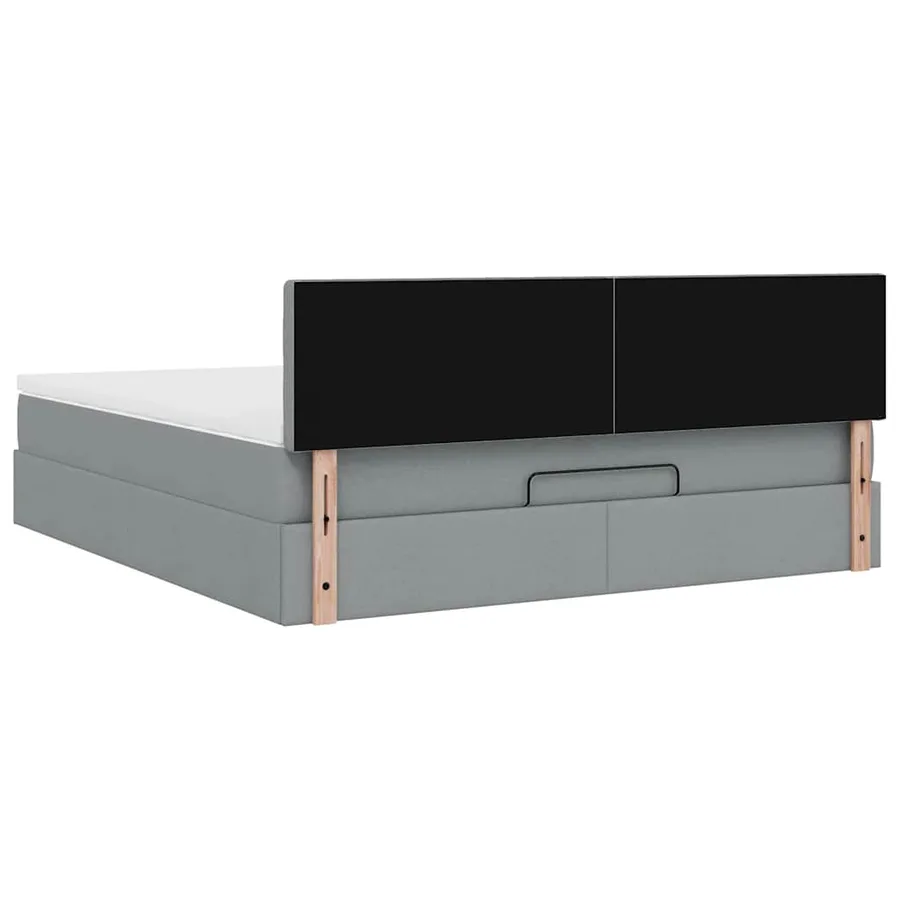 Lit ottoman avec matelas gris clair 160x200 cm tissu - 11