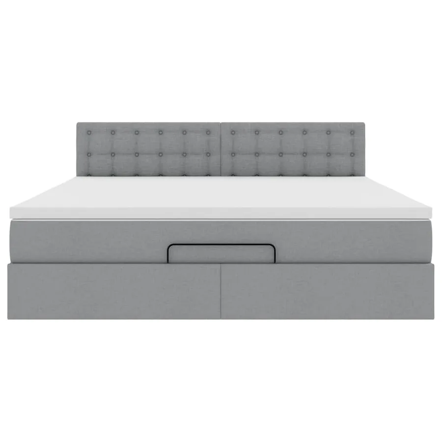Lit ottoman avec matelas gris clair 160x200 cm tissu - 7