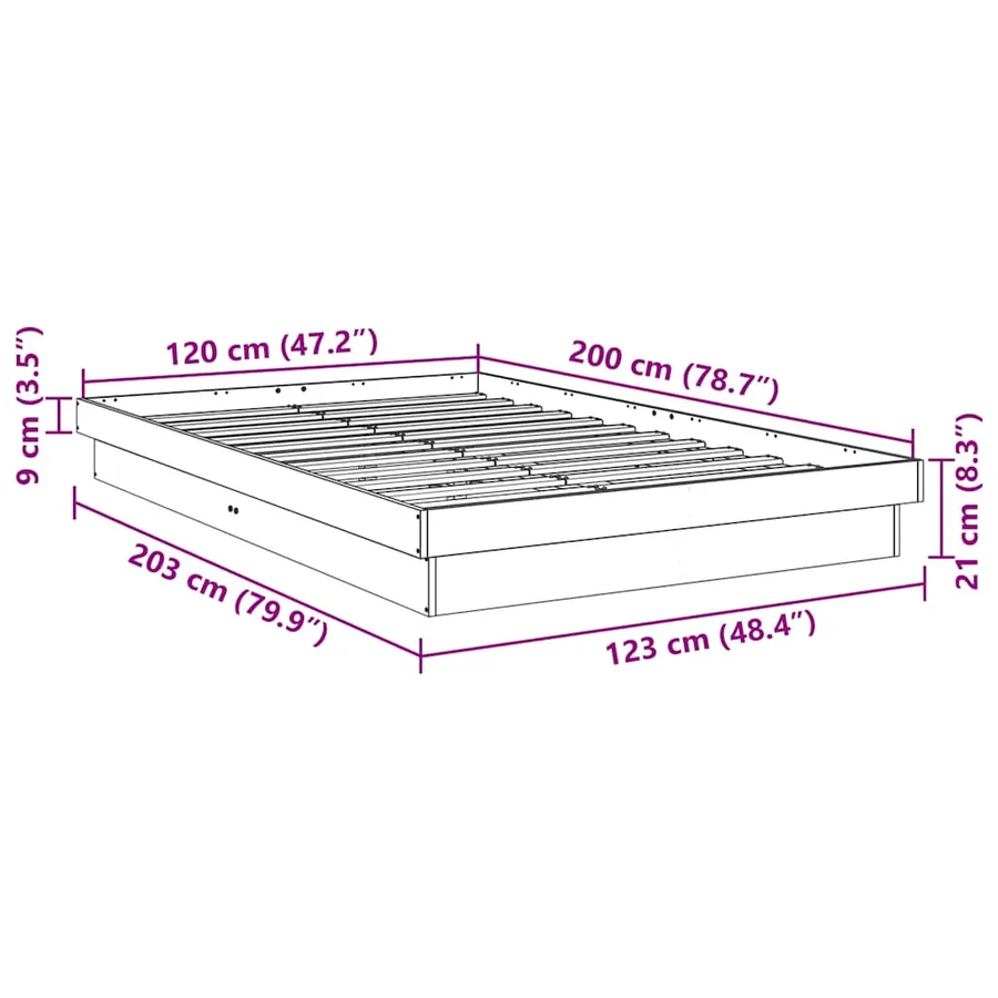 Cadre de lit sans matelas 120x200 cm bois massif de chêne - 11
