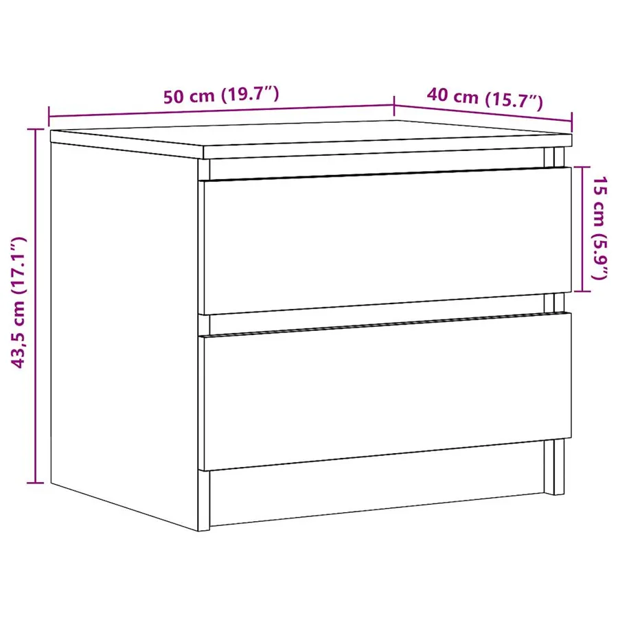 Table de chevet vieux bois 50x40x43.5 cm bois d’ingénierie - 8
