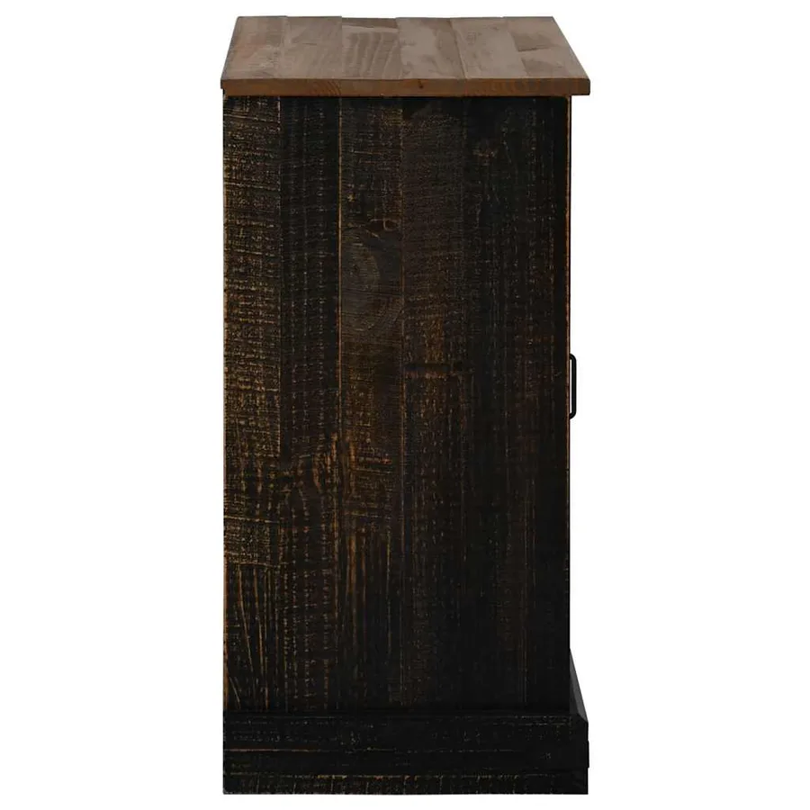 Buffet HALDEN porte coulissante noir 80x40x80 cm bois massif - 5