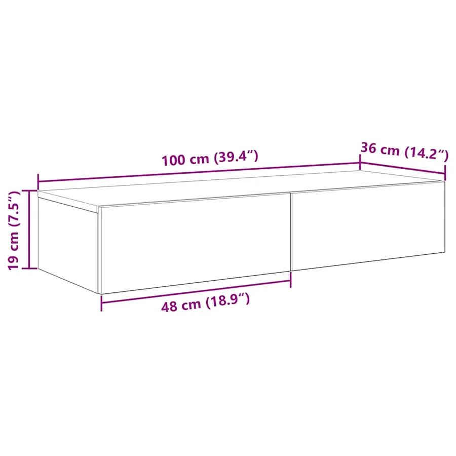 Étagère murale avec tiroirs blanc 100x36x19cm bois d'ingénierie - 11