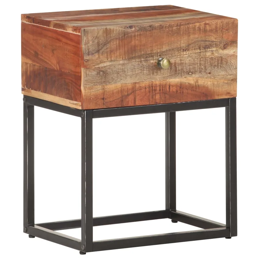 Table de chevet 40x30x50 cm Bois d'acacia brut - 10