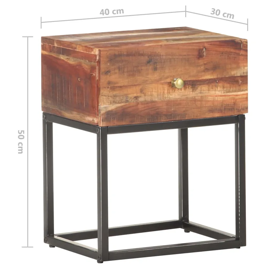 Table de chevet 40x30x50 cm Bois d'acacia brut - 6