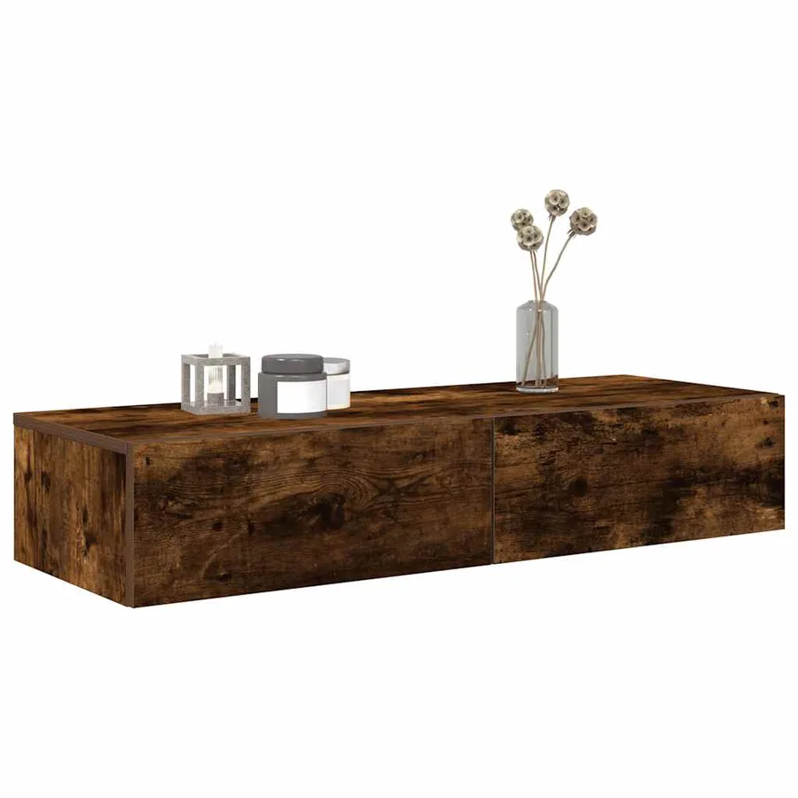 Étagère murale avec tiroirs chêne fumé bois d'ingénierie - 3
