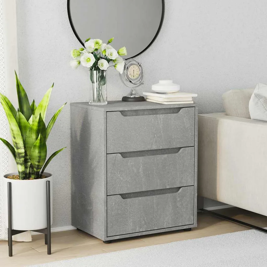 Buffet VISNES gris béton 60x40x73 cm bois d'ingénierie - 4