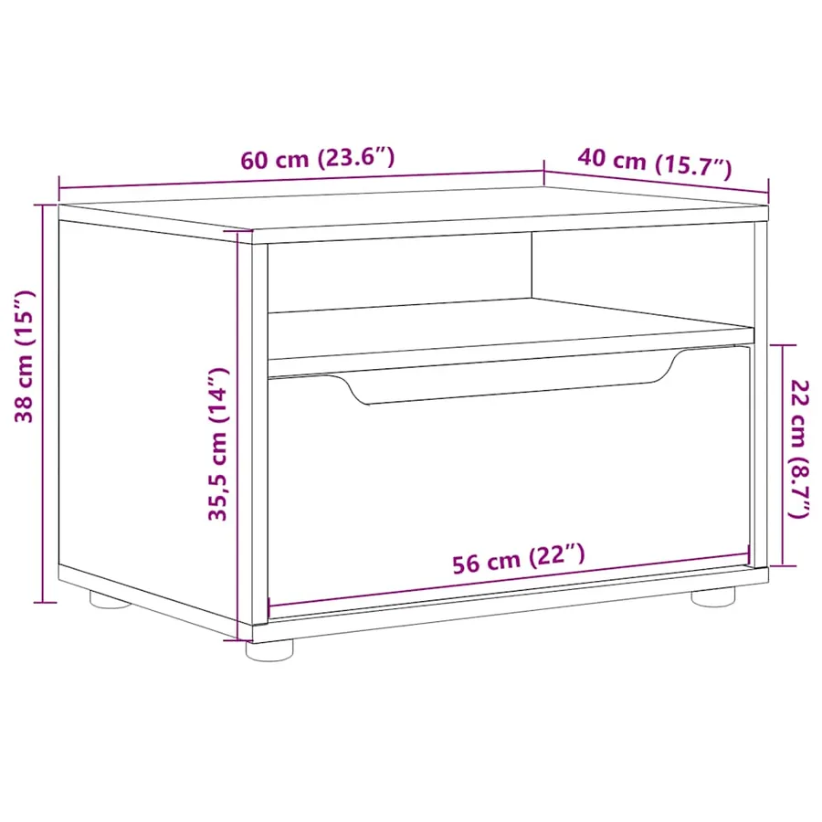 Meuble TV VISNES gris béton 60x40x38 cm bois d'ingénierie - 12