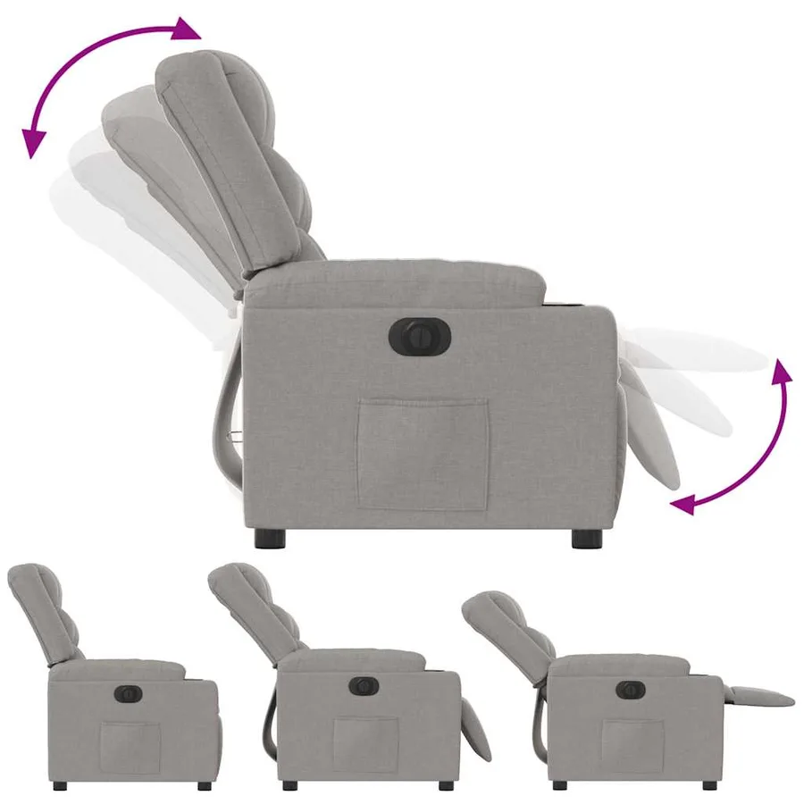 Fauteuil inclinable électrique gris nuage tissu - 10