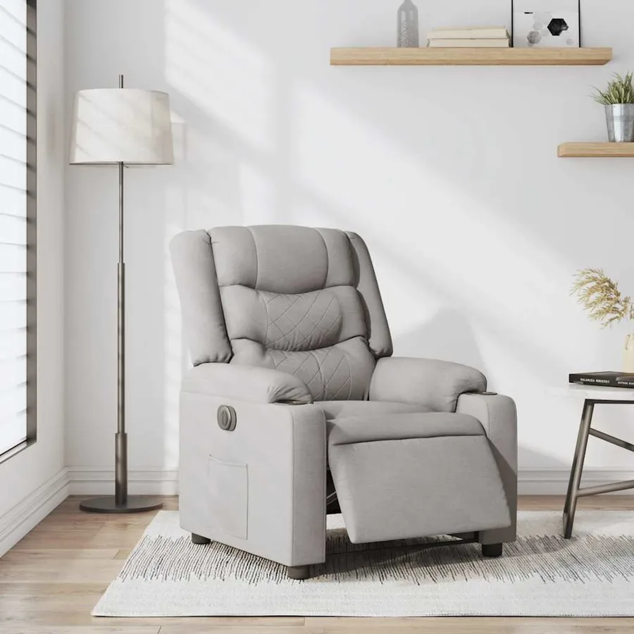 Fauteuil inclinable électrique gris nuage tissu - 2