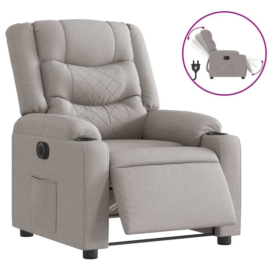 Fauteuil inclinable électrique gris nuage tissu - 5