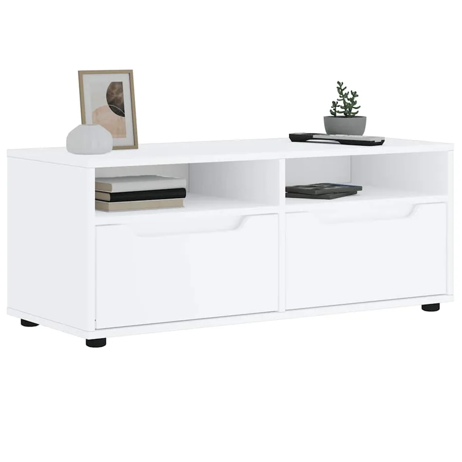 Meuble TV VISNES blanc 100x40x38 cm bois d'ingénierie