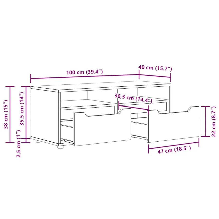 Meuble TV VISNES blanc 100x40x38 cm bois d'ingénierie - 12