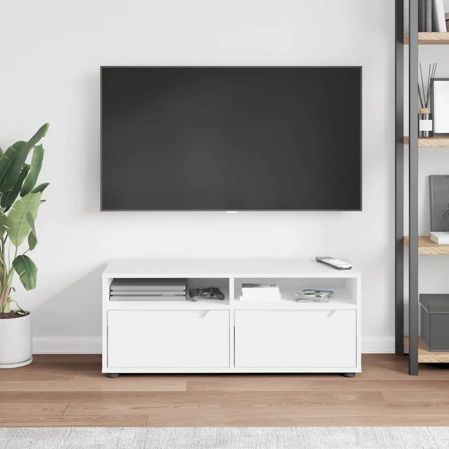 Meuble TV VISNES blanc 100x40x38 cm bois d'ingénierie - 3