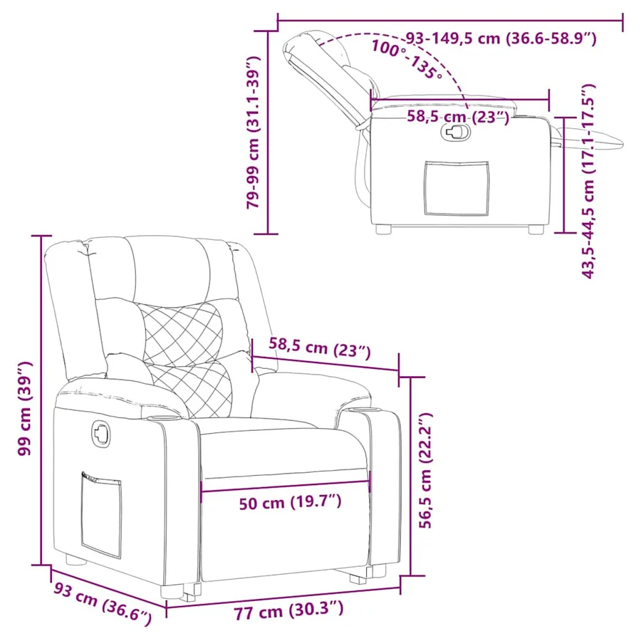 Fauteuil inclinable vert foncé tissu - 16