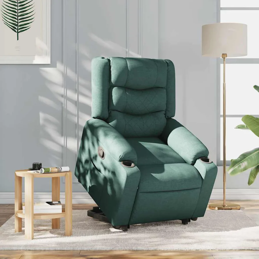 Fauteuil inclinable vert foncé tissu - 2